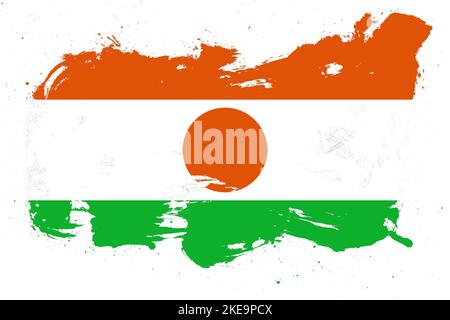 Bandiera Niger con effetto pennello grunge dipinto su sfondo bianco Foto Stock