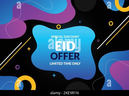 Felice offerta per il nuovo anno. Buon Eid Mubarak sale. Banner del sito Web o modello di post sui social media. Illustrazione Vettoriale
