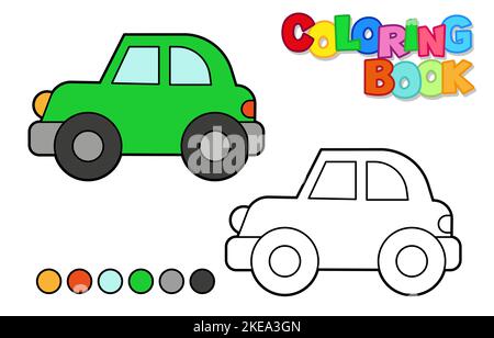 Illustrazione vettoriale di un'auto. Libro da colorare per bambini Illustrazione Vettoriale