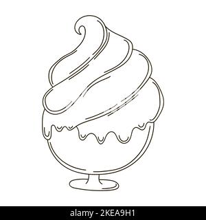 Gelato in un vaso di vetro. Colorazione elemento grafico per il tuo progetto. Illustrazione in stile disegno a mano. Icona Illustrazione Vettoriale