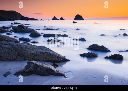 Balnakeil Bay, costa rocciosa a nord-ovest di Scottland, Regno Unito, Scozia, Sutherland Foto Stock