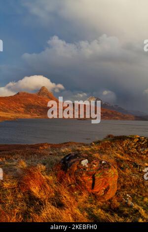 STAC Polly e cUL Beag Mountains, Inverpolly, Highland Scotland Foto Stock