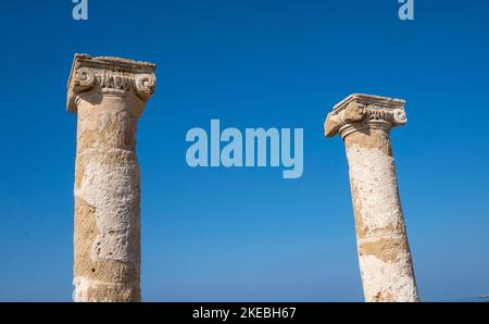 Colonne romane Paphos Sito archeologico, Kato paphos, Cipro. Foto Stock