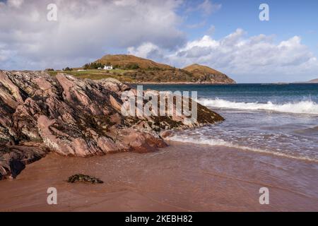 FireMorse Beach sulla costa nord-occidentale atlantica della Scozia Foto Stock