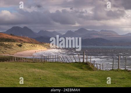 Big Sand Beach vicino a Gairloch a Wester Ross sulla costa atlantica della Scozia Foto Stock