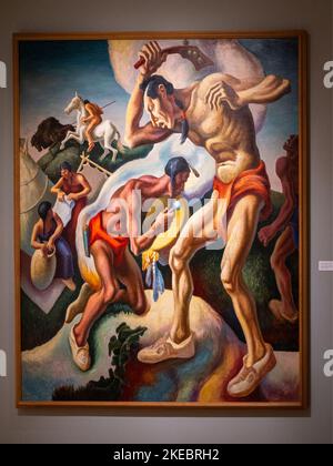 Thomas Hart Benton dipinti nel New Britain Museum of Art in New Britain CT Foto Stock