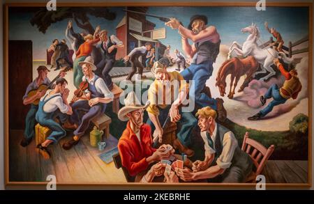 Thomas Hart Benton dipinti nel New Britain Museum of Art in New Britain CT Foto Stock