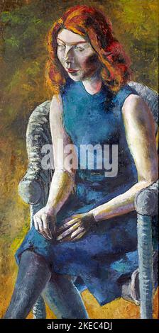Hanns Katz. "Giovane donna in una sedia di vimini" dell'artista tedesco Hanns Ludwig Katz (1892-1940), olio su compensato, c.. 1933/34 Foto Stock