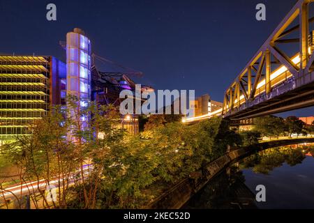 Museo tedesco della tecnologia di notte. Berlino, Germania. Foto Stock