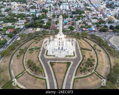 Nord America, Caraibi, grandi Antille, Isola di Hispaniola, Repubblica Dominicana, Santiago, Monumento a los Héroes de la Restauración Bird's Eye View Foto Stock