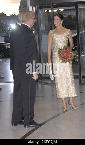 Copenaghen /Danimarca .il principe ereditario Frederik e la principessa ereditaria Mary arrivano alla cerimonia di premiazione della cultura di Pricness mary e del principe Frederik ad Operhus il 14 settembre 2008 (FOTO DI Francis Joseph Dean/Dean Pictures) Foto Stock