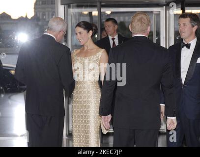 Copenaghen /Danimarca .il principe ereditario Frederik e la principessa ereditaria Mary arrivano alla cerimonia di premiazione della cultura di Pricness mary e del principe Frederik ad Operhus il 14 settembre 2008 (FOTO DI Francis Joseph Dean/Dean Pictures) Foto Stock