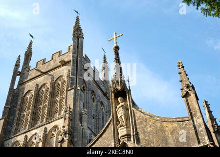 Vista esterna di St Andrews Church Mells Foto Stock