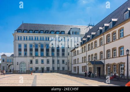 Città di Lussemburgo (Lëtzebuerg / Lussemburgo), Cité judicaire, Plateau St. Esprit (zona giudiziaria, Plateau St. Esprit) nel centro storico, Lussemburgo Foto Stock