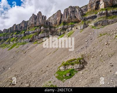 Sull'altopiano del Gottesacker, sotto l'Hohen Ifen, nelle Alpi di Allgäu. Foto Stock