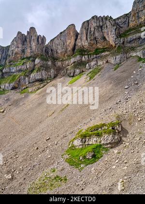 Sull'altopiano del Gottesacker, sotto l'Hohen Ifen, nelle Alpi di Allgäu. Foto Stock