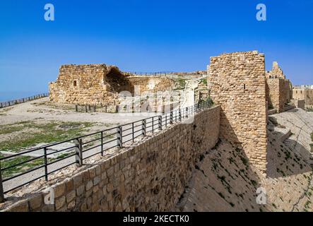 Vasta area superiore 12th ° secolo Kerak Crusader Castello Giordania Foto Stock