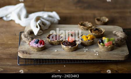 Colazione sana, crostate, vegan, cibo sano, fotografia alimentare Foto Stock
