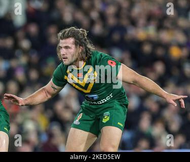 Leeds, Regno Unito. 11th Nov 2022. Leeds, Regno Unito. 11th Nov 2022. Patrick Carrigan of Australia durante la Coppa del mondo di Rugby 2021 Semifinale partita Australia vs Nuova Zelanda a Elland Road, Leeds, Regno Unito, 11th novembre 2022 (Foto di Mark Cosgrove/News Images) Credit: News Images LTD/Alamy Live News Foto Stock