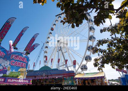 13 luglio 2022 - Calgary, Alberta Canada - la superruota a metà strada di Calgary Stampede Foto Stock