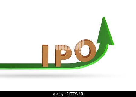 Concetto IPO con il grafico di crescita - rendering 3D Foto Stock