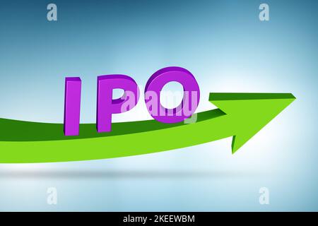 Concetto IPO con il grafico di crescita - rendering 3D Foto Stock