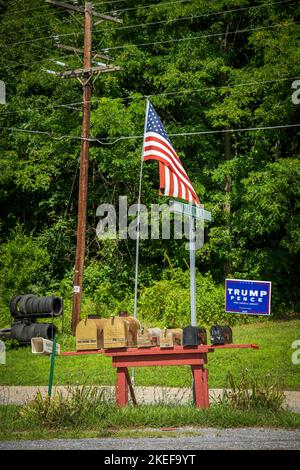 Elezioni americane - espressioni alla 'Trump Town' Boonesmill, Virginia Foto Stock