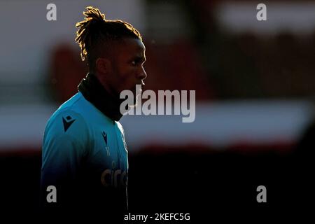 Nottingham, Regno Unito. Nottingham, Regno Unito. 12th Nov 2022. 12th novembre 2022; il City Ground, Nottingham, Nottinghamshire, Inghilterra; Premier League Football, Nottingham Forest contro Crystal Palace; Wilfried Zaha of Crystal Palace Credit: Action Plus Sports Images/Alamy Live News Credit: Action Plus Sports Images/Alamy Live News Foto Stock