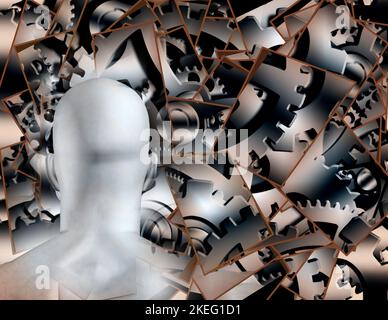 Uomo prima delle marce. Rendering 3D Foto Stock