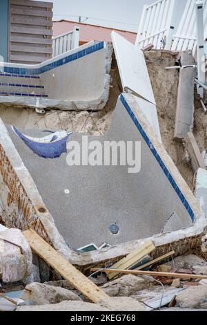 Casa piscina collasso Daytona Beach Hurricane Nicole Foto Stock
