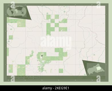 Haute-Kotto, prefettura della Repubblica Centrafricana. Aprire la mappa stradale. Mappe delle posizioni ausiliarie degli angoli Foto Stock
