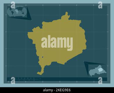 Haute-Kotto, prefettura della Repubblica Centrafricana. Forma a tinta unita. Mappe delle posizioni ausiliarie degli angoli Foto Stock