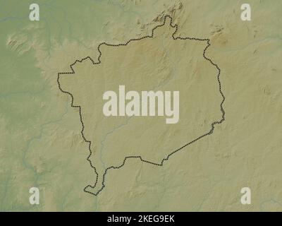 Haute-Kotto, prefettura della Repubblica Centrafricana. Mappa di altitudine colorata con laghi e fiumi Foto Stock