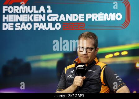 Conferenza di presentazione della FIA con Andreas Seidl, Managing Director della McLaren, ritratto durante la Formula 1 Heineken Grande Premio de SÃ Paulo 2022, Gran Premio di San Paolo 2022, 21st° round del Campionato del mondo FIA di Formula uno 2022 dal 11 al 13 novembre 2022 sul circuito Interlagos, A San Paolo, Brasile - Foto: DPPI/DPPI/LiveMedia Foto Stock
