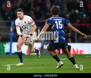 Freddie Steward of England in azione durante la partita internazionale autunnale Inghilterra vs Giappone al Twickenham Stadium, Twickenham, Regno Unito, 12th novembre 2022 (Photo by Craig Thomas/News Images) Foto Stock