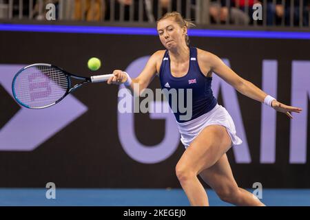 Glasgow, Scozia 12th novembre 2022. Storm Sanders e Samantha Stosur dell'Australia hanno battuto Alicia Barnett e Olivia Nicholls del Team GB per raggiungere il Foto Stock