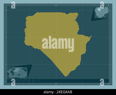 Siemreab, provincia di Cambogia. Forma a tinta unita. Posizioni delle principali città della regione. Mappe delle posizioni ausiliarie degli angoli Foto Stock
