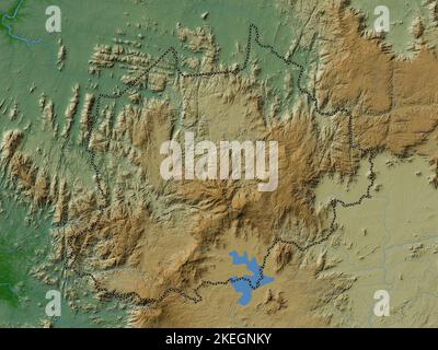 Nord-Ouest, regione del Camerun. Mappa di altitudine colorata con laghi e fiumi Foto Stock