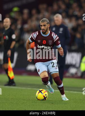 Londra, Regno Unito. 12th Nov 2022. Ha detto Benrahama (WHU) al West Ham United contro Leicester City EPL match, al London Stadium, Londra, Regno Unito il 12 novembre 2022. Credit: Paul Marriott/Alamy Live News Foto Stock