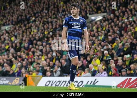 Norwich, Regno Unito. 12th Nov 2022. Ryan Giles #3 di Middlesbrough durante la partita del Campionato Sky Bet Norwich City vs Middlesbrough a Carrow Road, Norwich, Regno Unito, 12th novembre 2022 (Foto di Arron Gent/News Images) a Norwich, Regno Unito il 11/12/2022. (Foto di Arron Gent/News Images/Sipa USA) Credit: Sipa USA/Alamy Live News Foto Stock