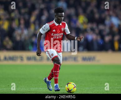 Wolverhampton, Regno Unito. 12th Nov 2022. Bukayo Saka #7 dell'Arsenal durante la partita della Premier League Wolverhampton Wanderers vs Arsenal a Molineux, Wolverhampton, Regno Unito, 12th novembre 2022 (Foto di Gareth Evans/News Images) Credit: News Images LTD/Alamy Live News Foto Stock