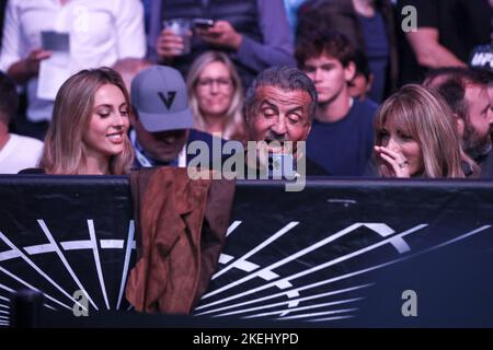 New York, Stati Uniti. 12th Nov 2022. L'attore americano Sylvester Stallone è visto accompagnato da sua moglie Jennifer Flavin e la loro figlia Sophia durante UFC 281 al Madson Square Garden a New York negli Stati Uniti questo Sabato, 12. Credit: Brazil Photo Press/Alamy Live News Foto Stock