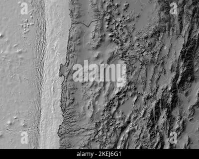 Antofagasta, regione del Cile. Mappa altimetrica bilivello con laghi e fiumi Foto Stock