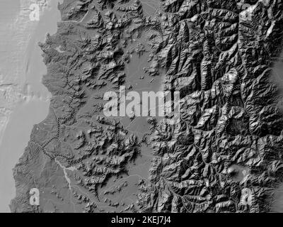 Regione Metropolitana di Santiago, regione del Cile. Mappa altimetrica bilivello con laghi e fiumi Foto Stock