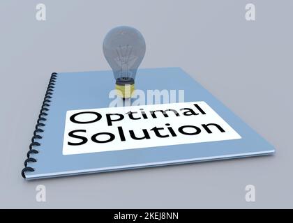 3D immagine di una lampadina su un opuscolo, titolo come soluzione ottimale. Foto Stock
