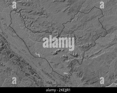 Bouenza, regione della Repubblica del Congo. Mappa altimetrica bilivello con laghi e fiumi Foto Stock