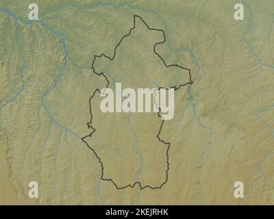 Kasai-Central, provincia della Repubblica Democratica del Congo. Mappa di altitudine colorata con laghi e fiumi Foto Stock