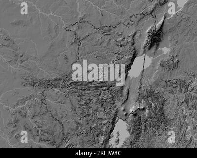 Nord-Kivu, provincia della Repubblica Democratica del Congo. Mappa altimetrica bilivello con laghi e fiumi Foto Stock