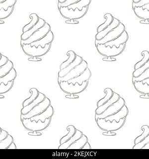 Gelato alla frutti di bosco. Gelato senza cuciture. Motivo estivo da colorare Illustrazione Vettoriale