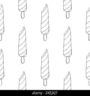 Gelato da colorare senza cuciture motivo. Estate. Splendido motivo luminoso con dessert all'anguria Illustrazione Vettoriale